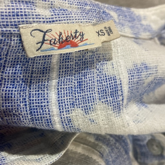 Faherty Gemina Women's Sky Blue Linen Gemina Dress with Pockets Sz XS Pintucked - Picture 4 of 5